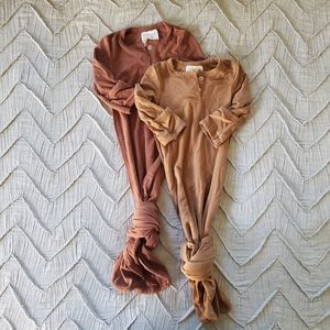 Mebie Baby Knot Gown in Rust and Mustard 0-3 month